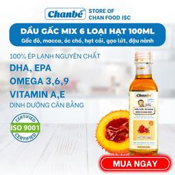 Dầu ăn dặm mix 6 hạt: Dầu gấc - Gạo lứt - Óc chó - Macca - Hạt cải - Đậu nành Chanbé 100ml - Ảnh thu nhỏ 1