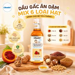 Dầu ăn dặm mix 6 hạt: Dầu gấc - Gạo lứt - Óc chó - Macca - Hạt cải - Đậu nành Chanbé 100ml - Ảnh thu nhỏ 4