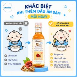 Dầu ăn dặm mix 6 hạt: Dầu gấc - Gạo lứt - Óc chó - Macca - Hạt cải - Đậu nành Chanbé 100ml - Ảnh thu nhỏ 2